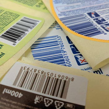 Color self-adhesive labels with barcodes